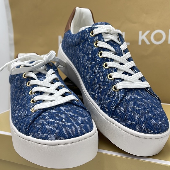 Michael Kors Poppy Lace Up MK Signature Denim JQD SM 49F2POFS1Y sneakers - Picture 8 of 16